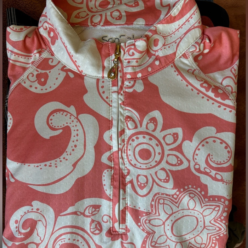 SanSoleil Floral Quarter Zip Golf Pullover Women’s Top - Picture 3 of 6